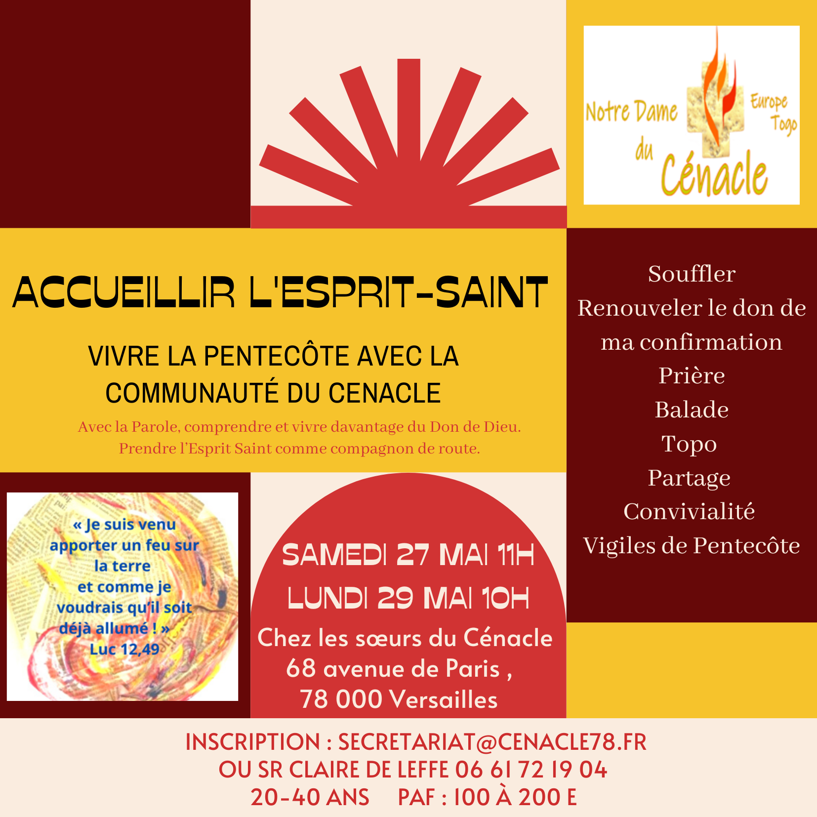 Accueillir l’Esprit Saint : vivre la Pentecôte avec la communauté du Cénacle